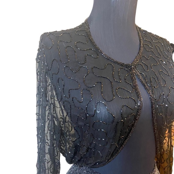 Vintage Sheer Beaded Tunic Top Blouse - Picture 11 of 15